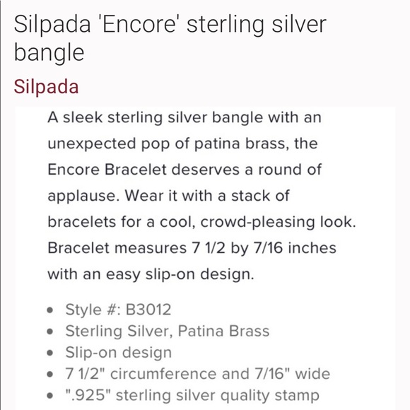 Silpada .925 Encore Patina Bangle - Picture 6 of 6